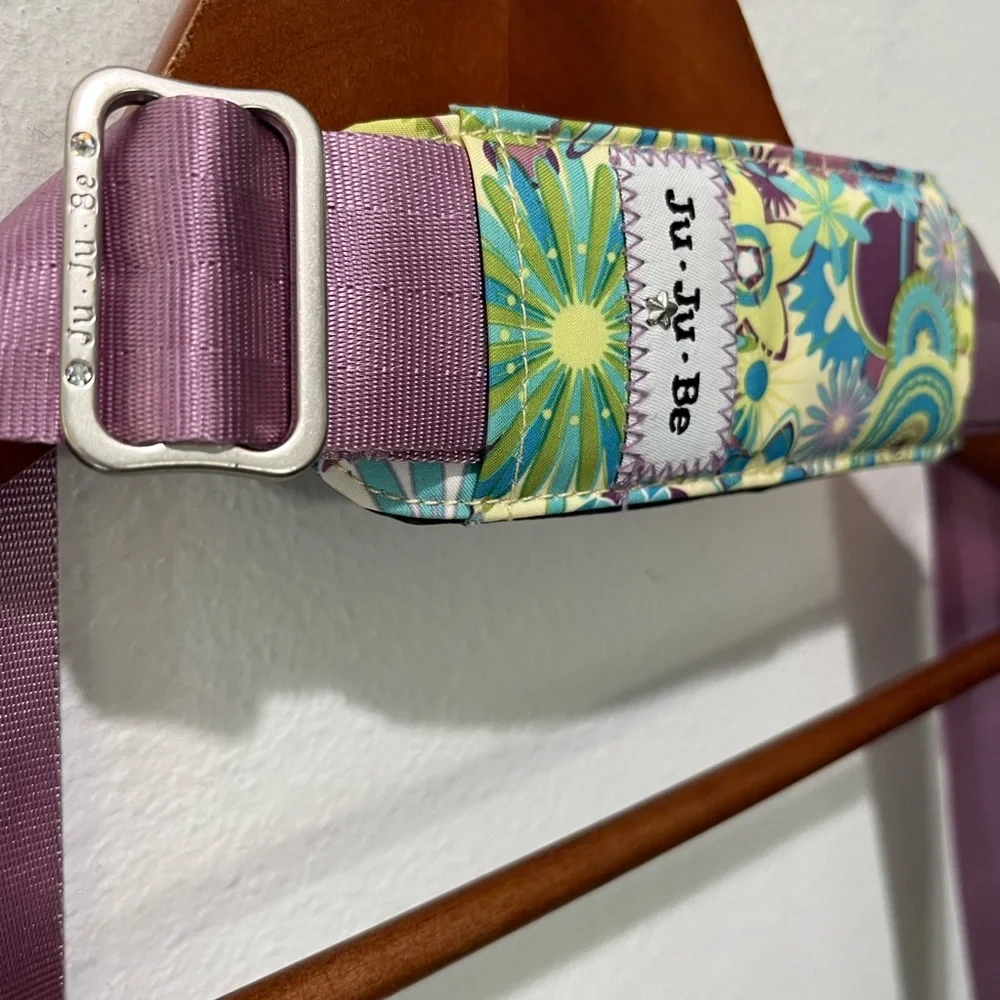 JU JU BE LARGE LAVENDER & GREEN FLORAL DIAPER CARRY BAG